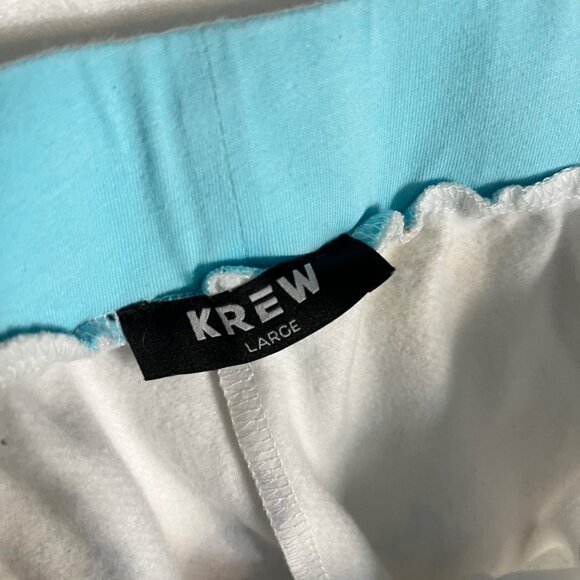 Size Large KREW Warren James Teddy Heads Allover Pattern White Sweatpants Jogger - Picture 5 of 11